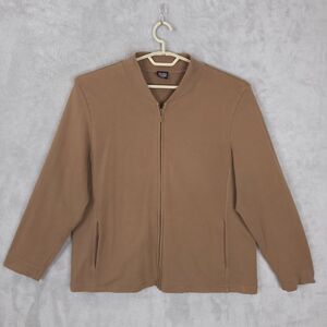Eileen Fisher Jacket Women Sz 2X Brown Full Zip Long Sleeve Pockets Cotton Blend